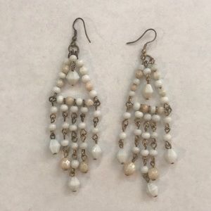 White and cream beaded earrings